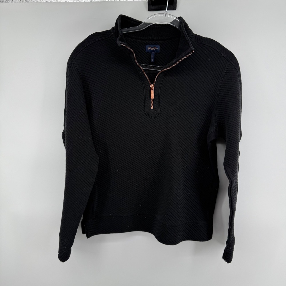 Good Man Brand Black Quilted Quarter Zip Pullover Sweatshirt Men's Size M‎